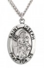 Boy's St. Joseph Necklace Oval Sterling Silver with Chain