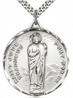 Large Men's Sterling Silver Saint Jude Medal