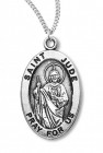 Boy's St. Jude Necklace Oval Sterling Silver with Chain