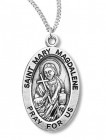Women's St. Mary Magdalene Necklace Oval Sterling Silver with Chain Options