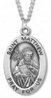 Men's St. Matthew Necklace Oval Sterling Silver with Chain Options