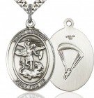 St. Michael Paratrooper Medal, Sterling Silver, Large