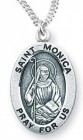 Women's St. Monica Necklace Oval Sterling Silver with Chain Options