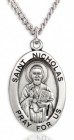 Men's St. Nicholas Necklace Oval Sterling Silver with Chain Options