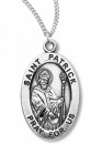 Boy's St. Patrick Necklace Oval Sterling Silver with Chain
