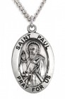 Men's St. Paul Necklace Oval Sterling Silver with Chain Options