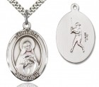 St. Rita Baseball Medal, Sterling Silver, Large