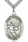 St. Sebastian Basketball Medal, Sterling Silver, Large