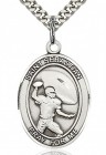 St. Sebastian Football Medal, Sterling Silver, Large