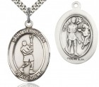 St. Sebastian Lacrosse Medal, Sterling Silver, Large