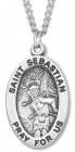 Men's St. Sebastian Necklace Oval Sterling Silver with Chain Options