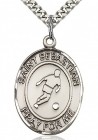 St. Sebastian Soccer Medal, Sterling Silver, Large