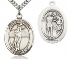 St. Sebastian Volleyball Medal, Sterling Silver, Large