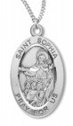 Women's St. Sophia Necklace Oval Sterling Silver with Chain Options