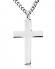 Sterling Silver High Polish Flat Cross Necklace for Men