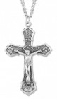 Men's Wheat and Grapes Crucifix Necklace, Sterling Silver with Chain Options