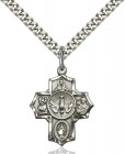 Women's / Boys Sterling Silver 5 Way Cross Pendant