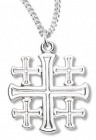 Women's Jerusalem Cross Necklace, Sterling Silver with Chain Options