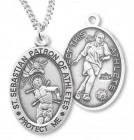 Women's Sterling Silver Saint Sebastian Soccer Oval Necklace