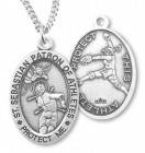 Women's Sterling Silver Saint Sebastian Softball Oval Necklace