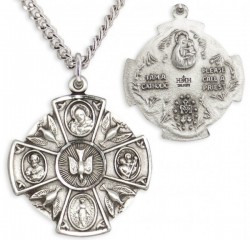 Men's Sterling Silver 4 Way Necklace with Dove Center, Dove Border Accents with Chain Options [HMR0696]