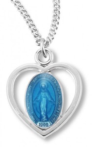 Girl's Blue Miraculous Necklace, Sterling Silver with Chain [HMR0923]