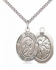 Boy's Pewter Oval St. Sebastian Soccer Medal [BLPW589]