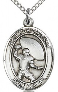 Boy's Sterling Silver Saint Christopher Football Medal [BL1237]
