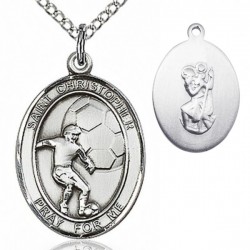 Boy's Sterling Silver Saint Christopher Soccer Medal [BL1410]