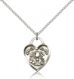 Communion Heart Medal, Sterling Silver [BL5529]