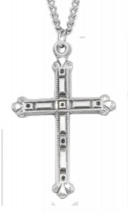 Cross Necklace Flare Tip, Sterling Silver with Chain [HMR1013]