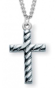 Cross Necklace Lined, Sterling Silver with Chain [HMR1014]