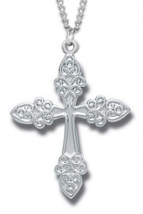 Cross Necklace, Sterling Silver with Chain [HMR1016]