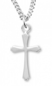 Women's Sterling Silver Tapered Ends Cross Necklace with Chain Options [HMR0983]