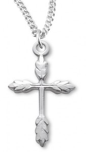 Women's Sterling Silver Wheat Design Cross Necklace with Chain Options [HMR0982]
