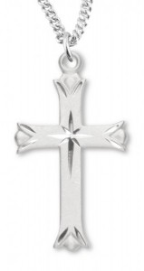 Youth Size Cross Necklace with Star, Sterling Silver with Chain [HMR0986]