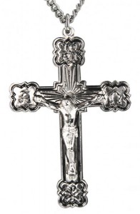 Men's Polished Sterling Silver Alpha Omega Chi Rho Crucifix Pendant with Chain Options [HMR0578]