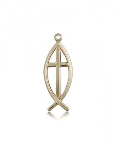 Fish Cross Pendant, 14 Karat Gold [BL6160]