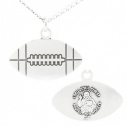 Football Shape Necklace with Jesus Figure Back in Sterling Silver [HMS1109]