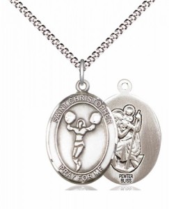 Girl's Pewter Oval St. Christopher Cheerleading Medal [BLPW570]