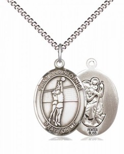 Girl's Pewter Oval St. Christopher Volleyball Medal [BLPW568]