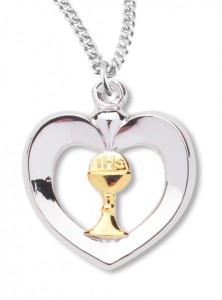 Women's Sterling Silver Two Tone Heart Necklace with Chain Options [HMR0987]
