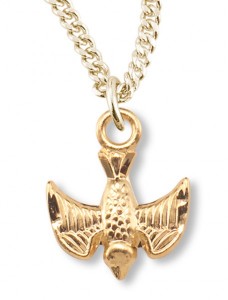 Youth Size 14kt Gold Plated Descending Dove Necklace + 16 Inch Gold Plated Chain &amp; Clasp [HMR0401]