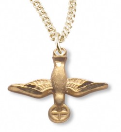 Women's 14kt Gold Over Sterling Silver Dove and Holy Host Necklace + 18 Inch Gold Plated Chain &amp; Clasp [HMR0402]