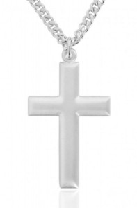 Men's Sterling Silver Beveled Cross Pendant - Matte Finish [BL8003]