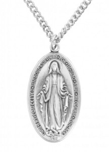 Large Men's Deluxe Sterling Silver Oval Miraculous Medal [HMSS2113]