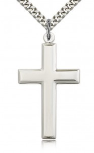 Men's High Polish Sterling Silver Cross Pendant [BL5383]