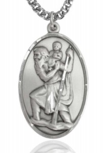  Men's Large Silver Silver Saint Christopher Medal [BL5261]
