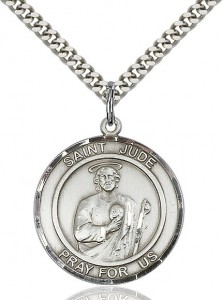 Men's Larger Round Sterling Silver St. Jude Pendant [BLRD7060]