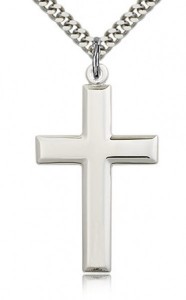 Men's Luxury High Polish All Sterling Silver Cross Pendant [BL7080]